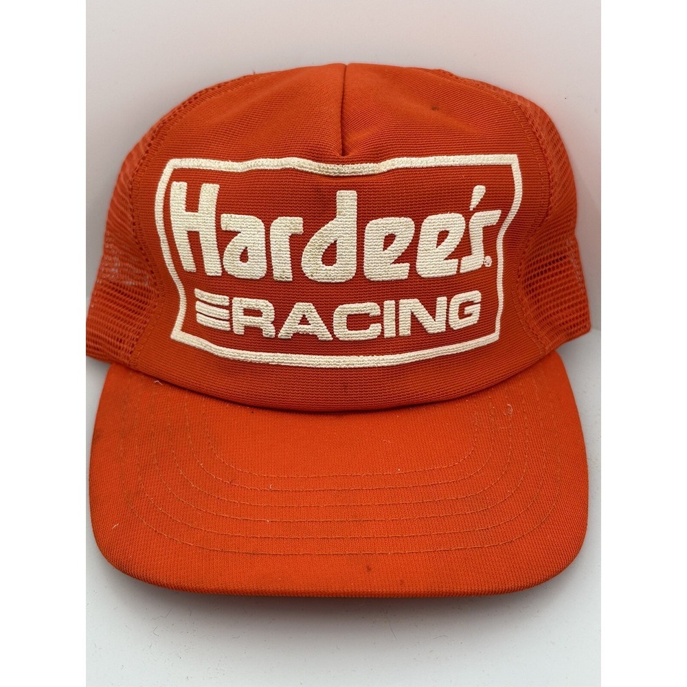 Vintage NASCAR Hardee's SnapBack Mesh Racing Trucker 1980's Hat Puff Print